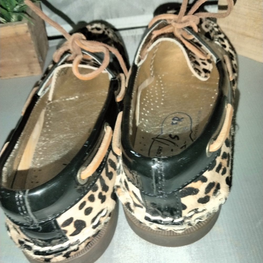 Sperry topsider leathee leopard print shoes size 10 non-marking - Picture 5 of 10